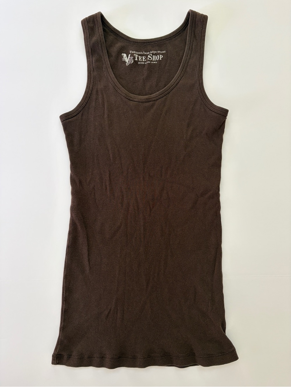 Y2K Millenial Victorias Secret Tank Top Brown Ribbed Cotton M